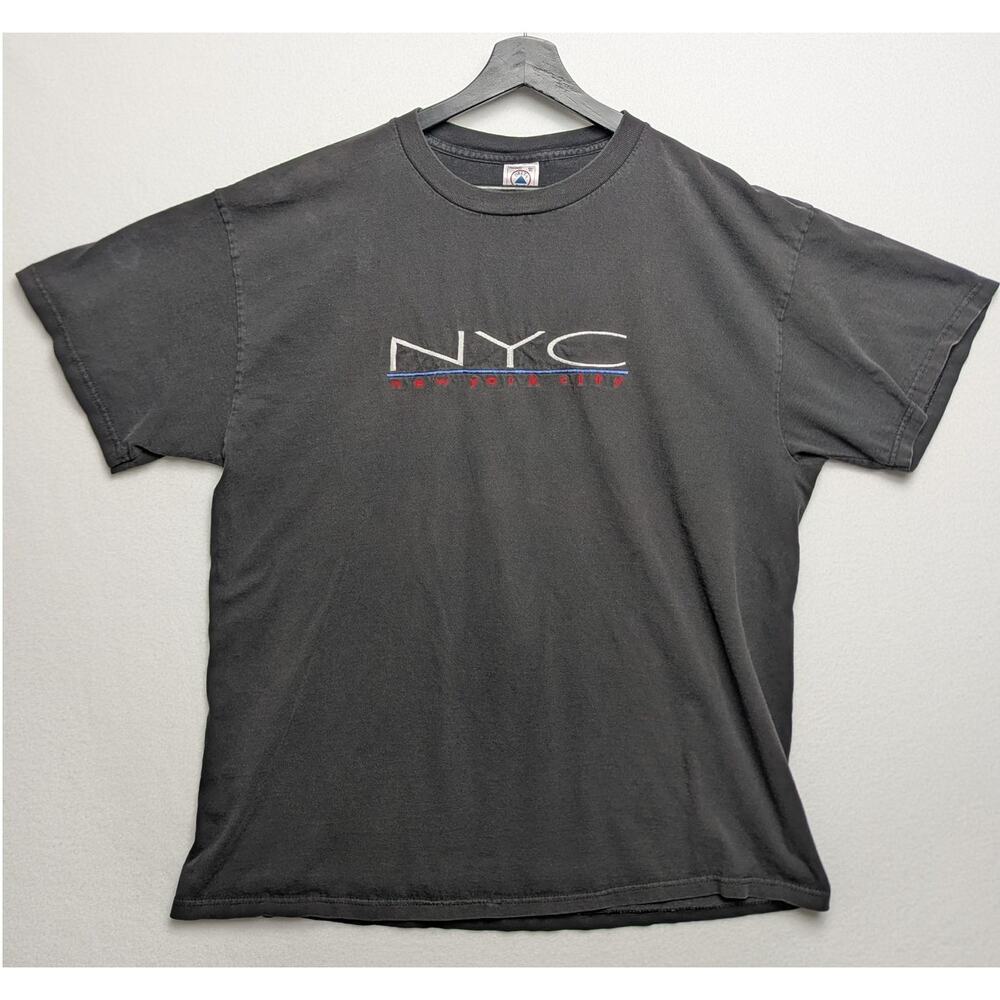 Vintage Embroidered NYC Black T-Shirt XL‎